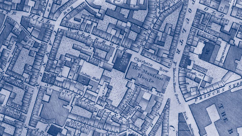 An old map of New Court in the city of London