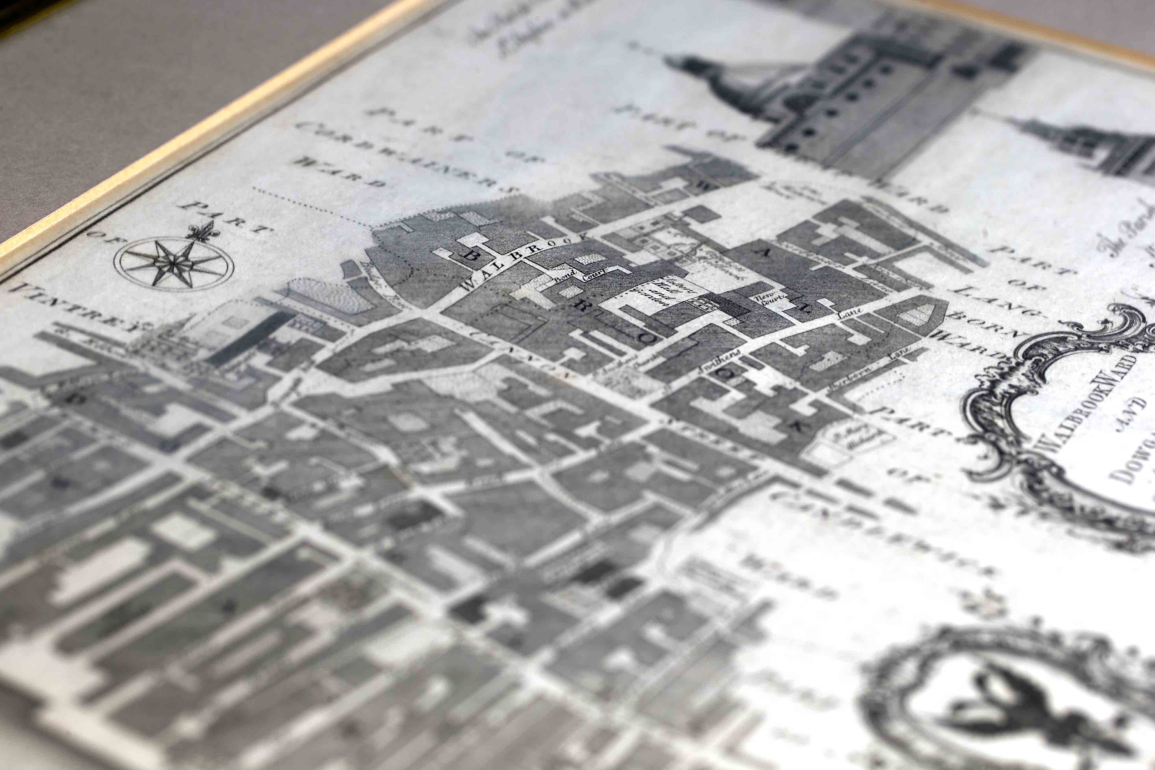 Zoomed in image of an old map near the Rothschild & Co head office