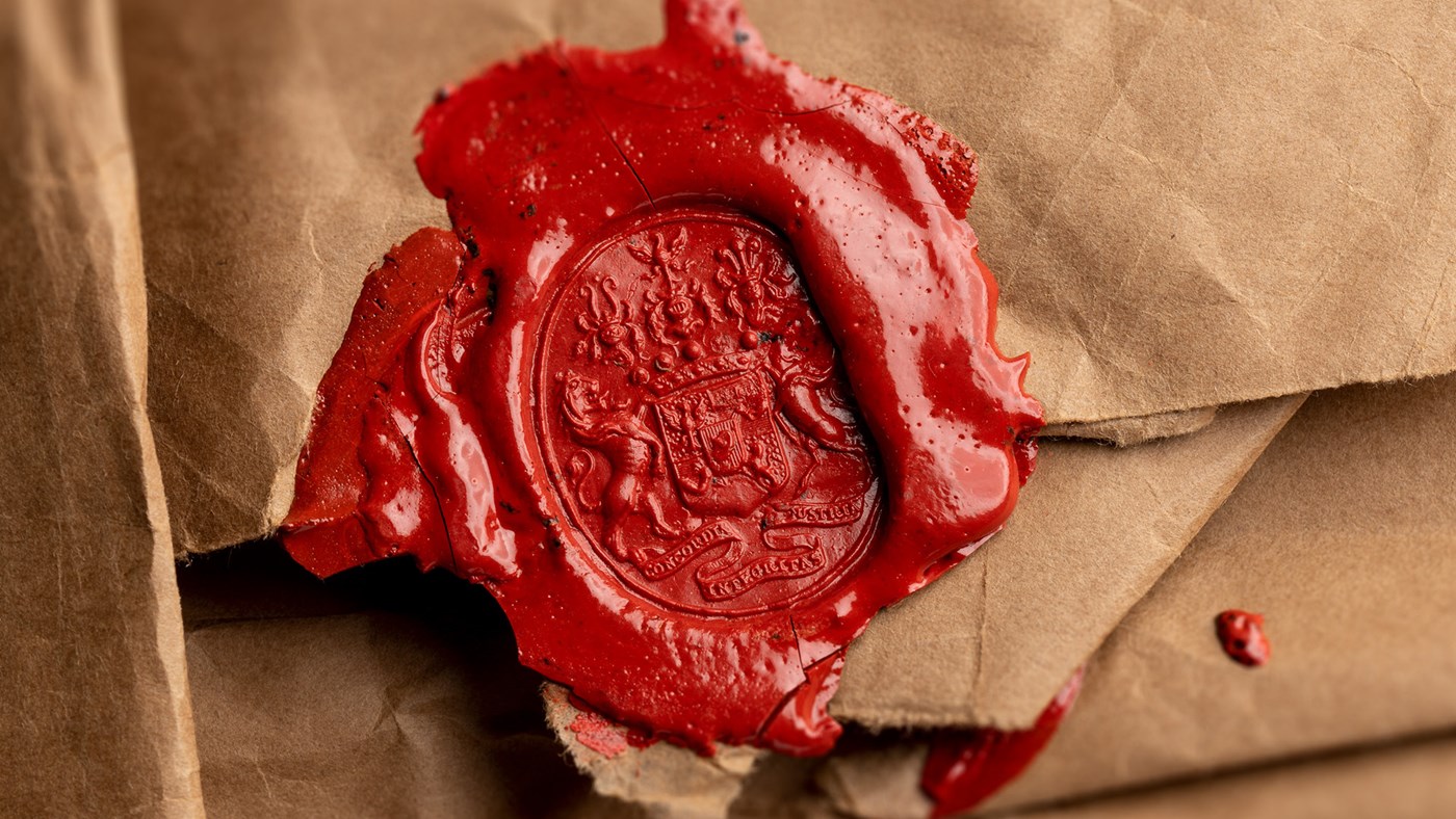 Red Rothschild family seal on paper