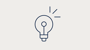 Icon of a lightbulb, representing creativity, innovative thinking and the generation of new ideas.