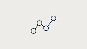 Icon of a chart with connected data points, representing numerical confidence, analytical thinking and working comfortably with data.