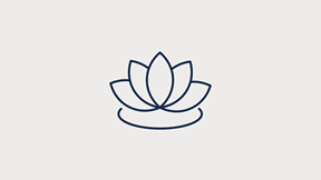 Icon of a lotus flower, representing wellbeing, balance and maintaining a healthy lifestyle.