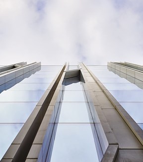 The outside wall of glass and steel of Rothschild & Co's New Court office in London