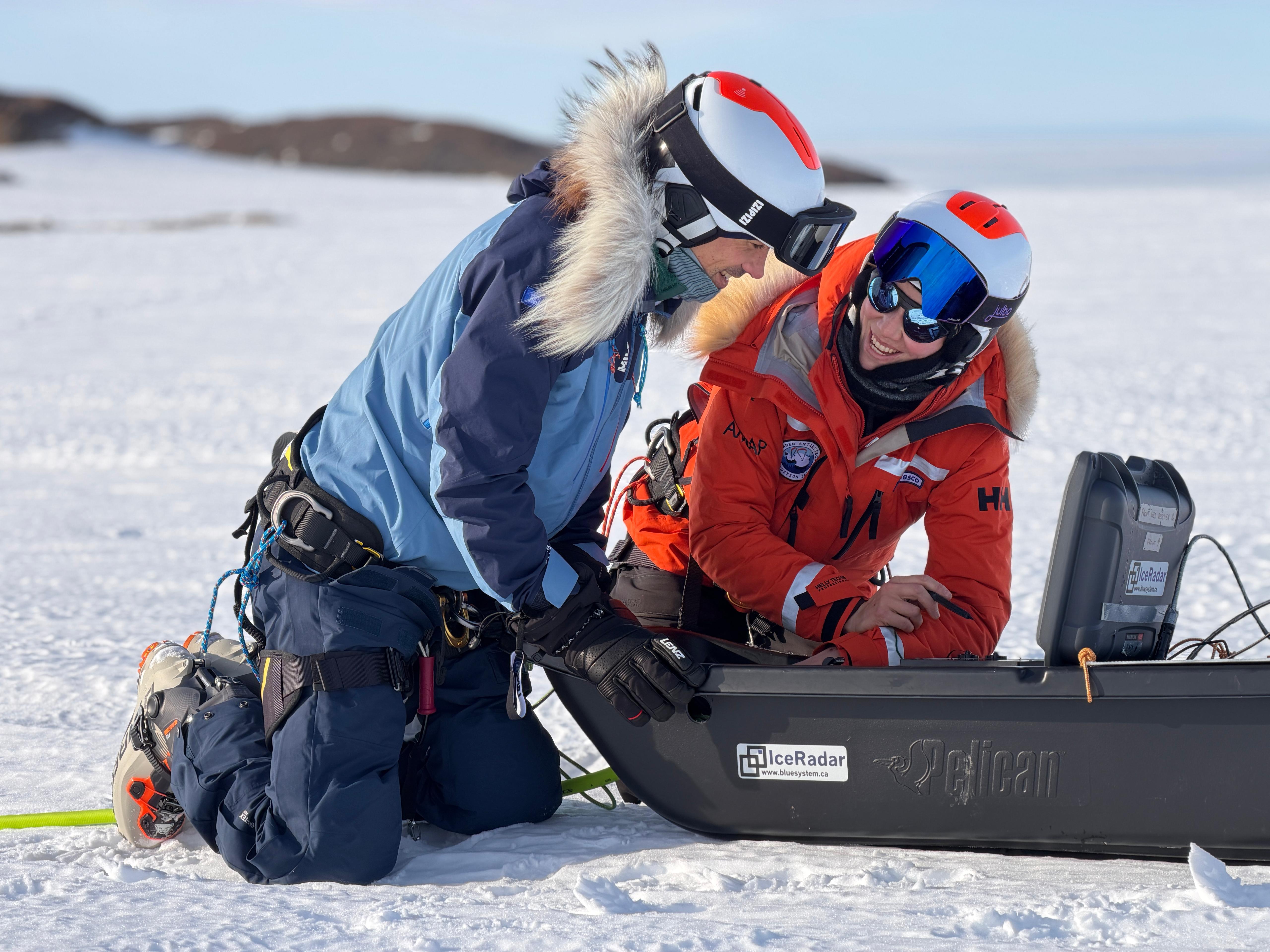 Explorer Matthieu Tordeur and glaciologist Dr. Heïdi Sevestre