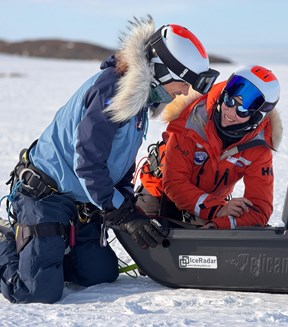 Explorer Matthieu Tordeur and glaciologist Dr. Heïdi Sevestre