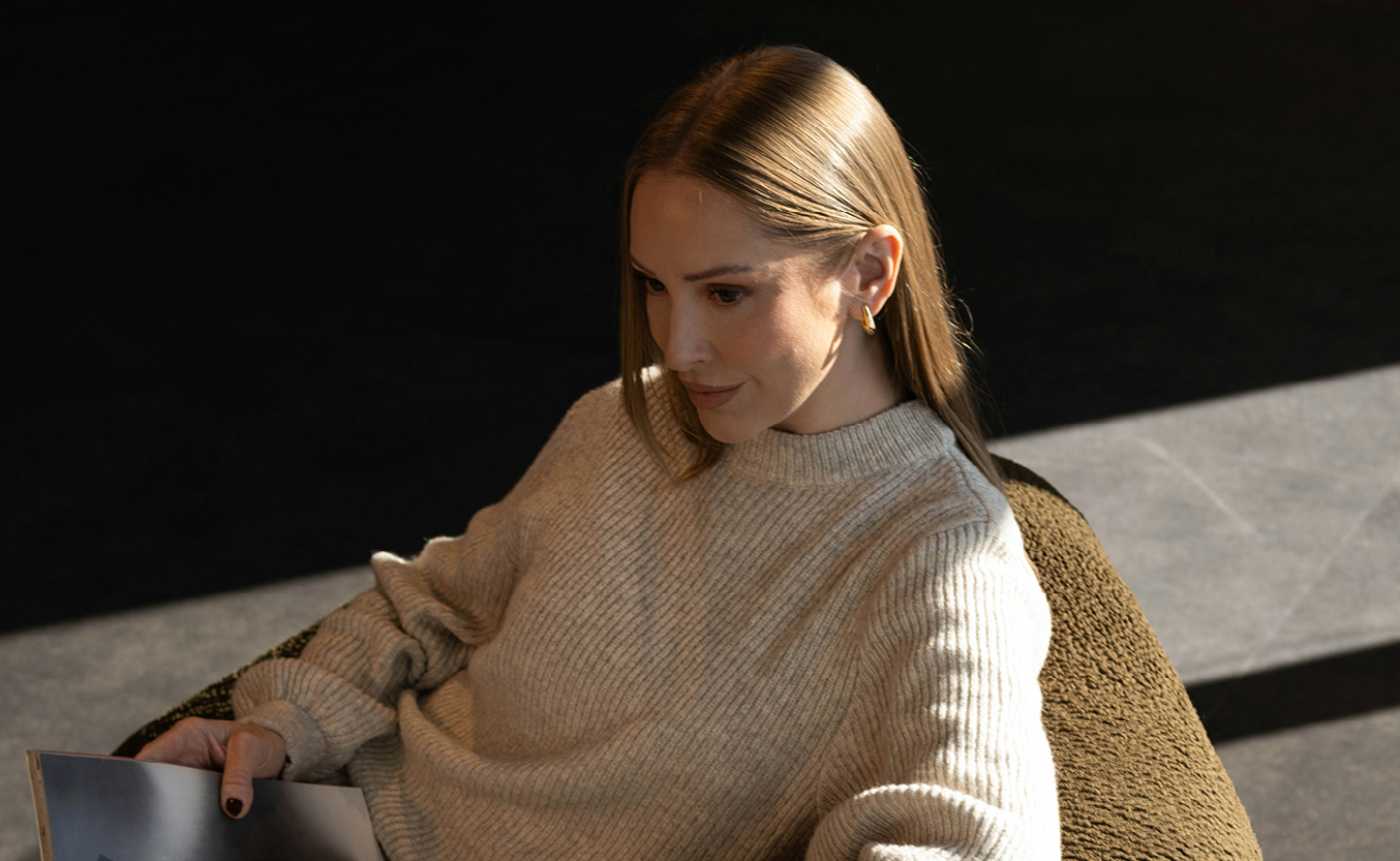 woman profile with light