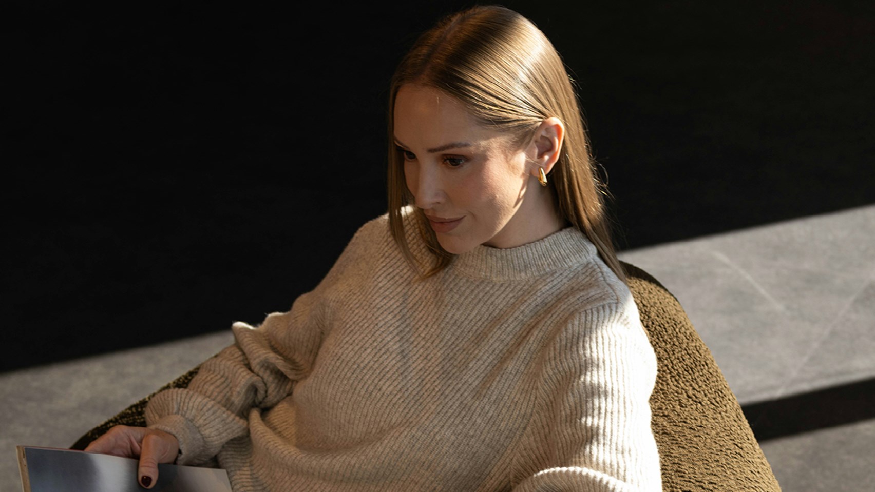 woman profile with light