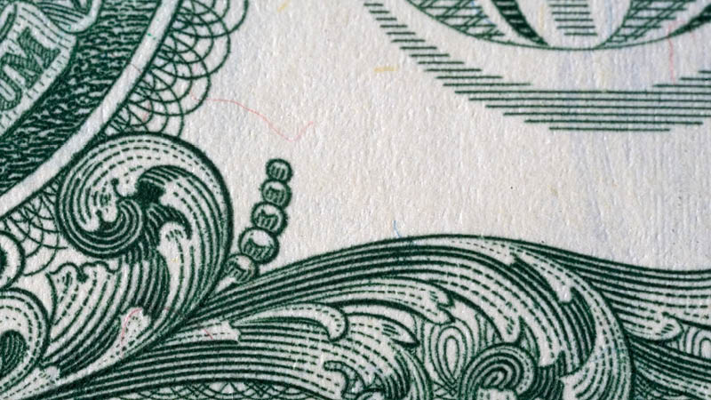 Zoomed in image of a US Dollar bill