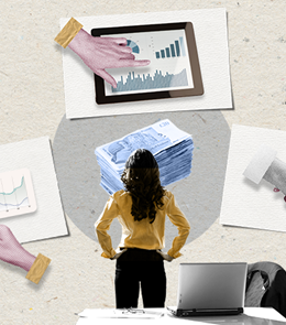 Business women considering charts and graphs before making a business deal