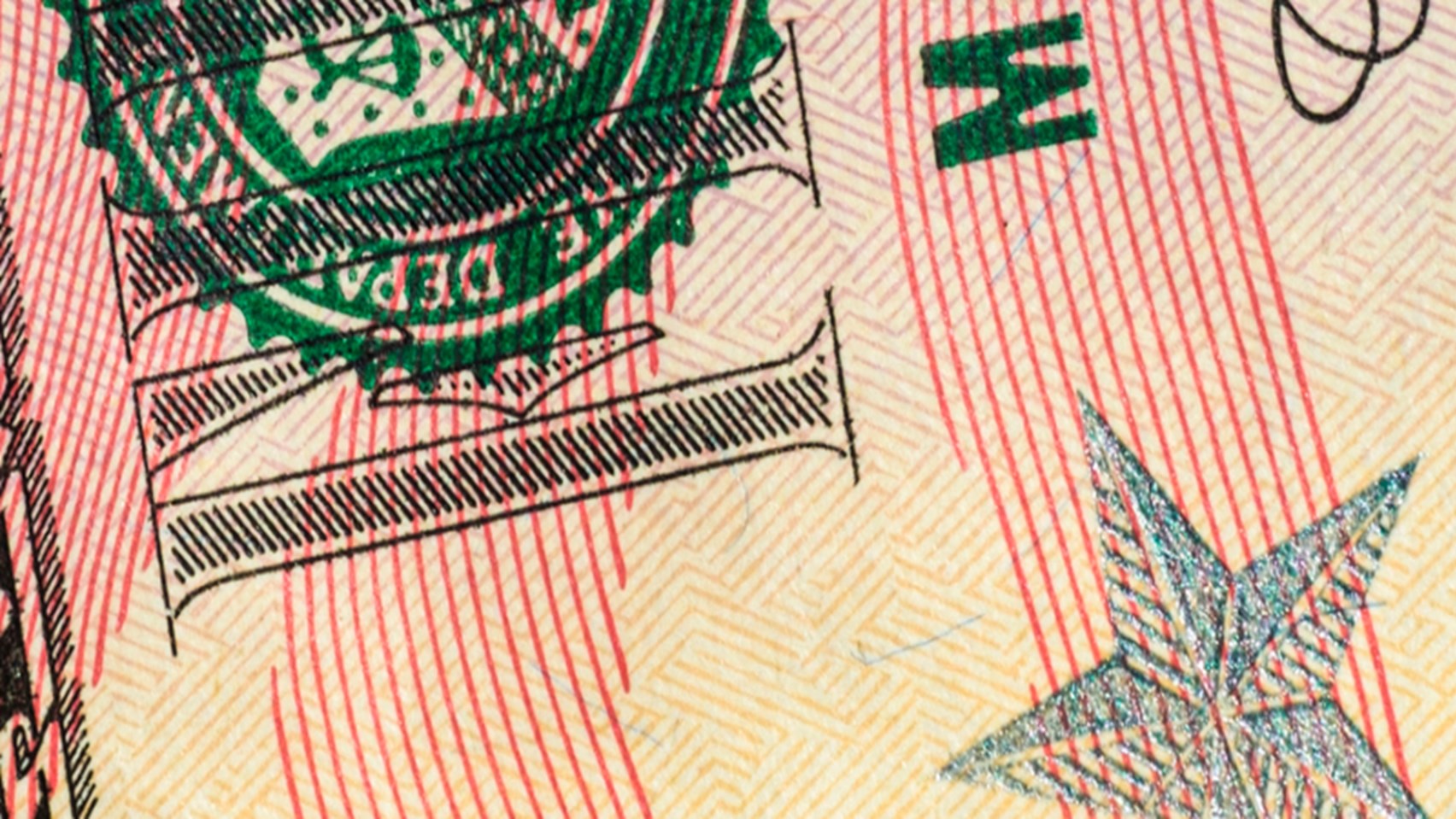 Zoomed in image of the US 50 dollar note