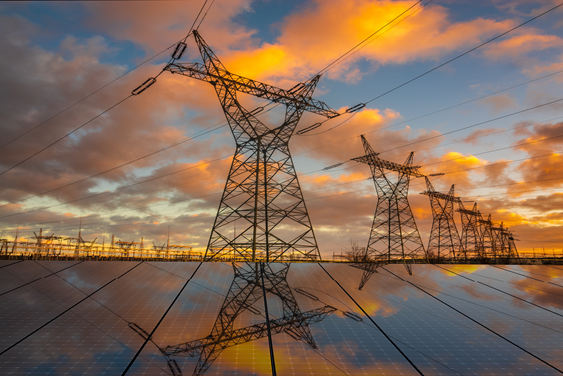 Image showing some power lines and solar panels