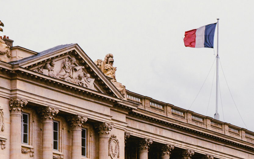 French flag on top of a building