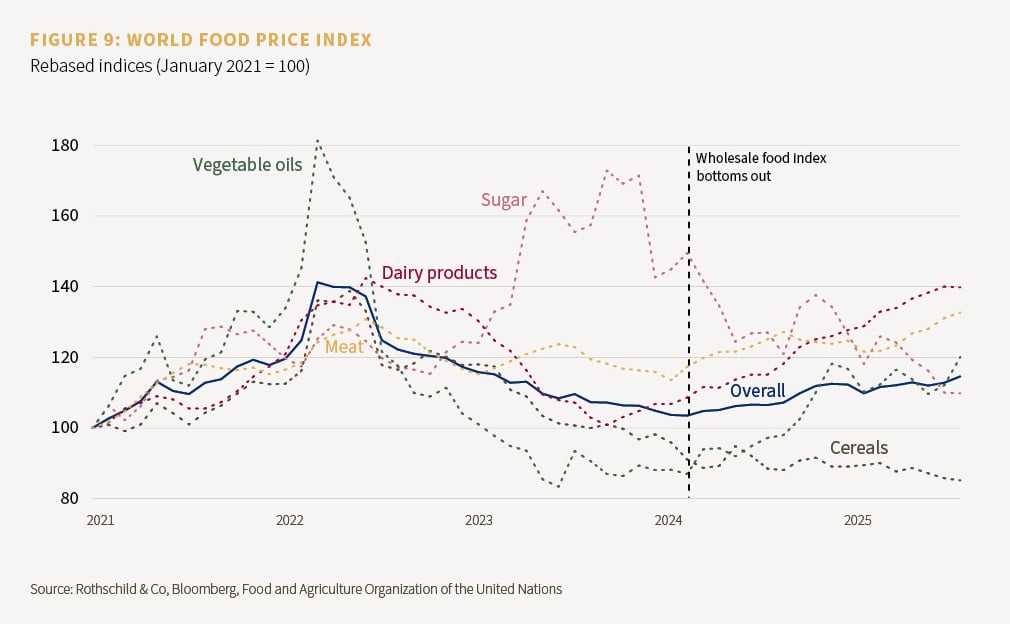 Chart showing the world food price index