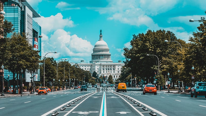 View of the white house from road