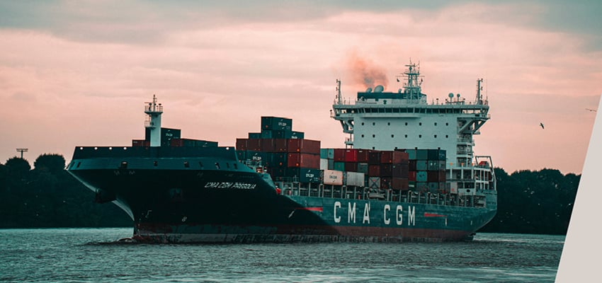 Shipping container in the sea