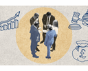 A graphic of professional advisers standing in discussion
