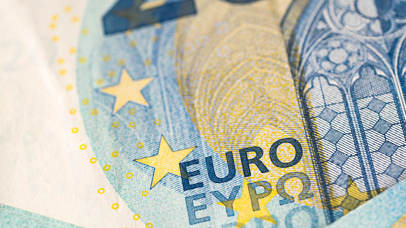 Zoomed in image of a Euro note