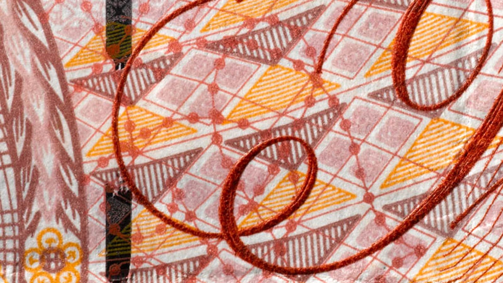 Zoomed in image of a pound note