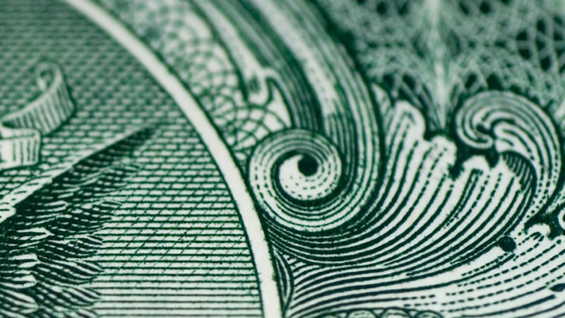 Zoomed in picture of a dollar note
