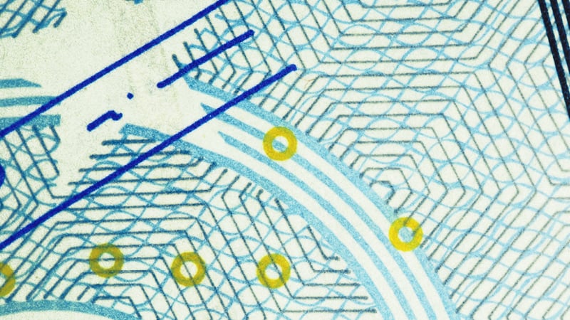 Zoomed in crop of a 50 euro note