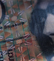 Zoomed in image of a swiss franc note