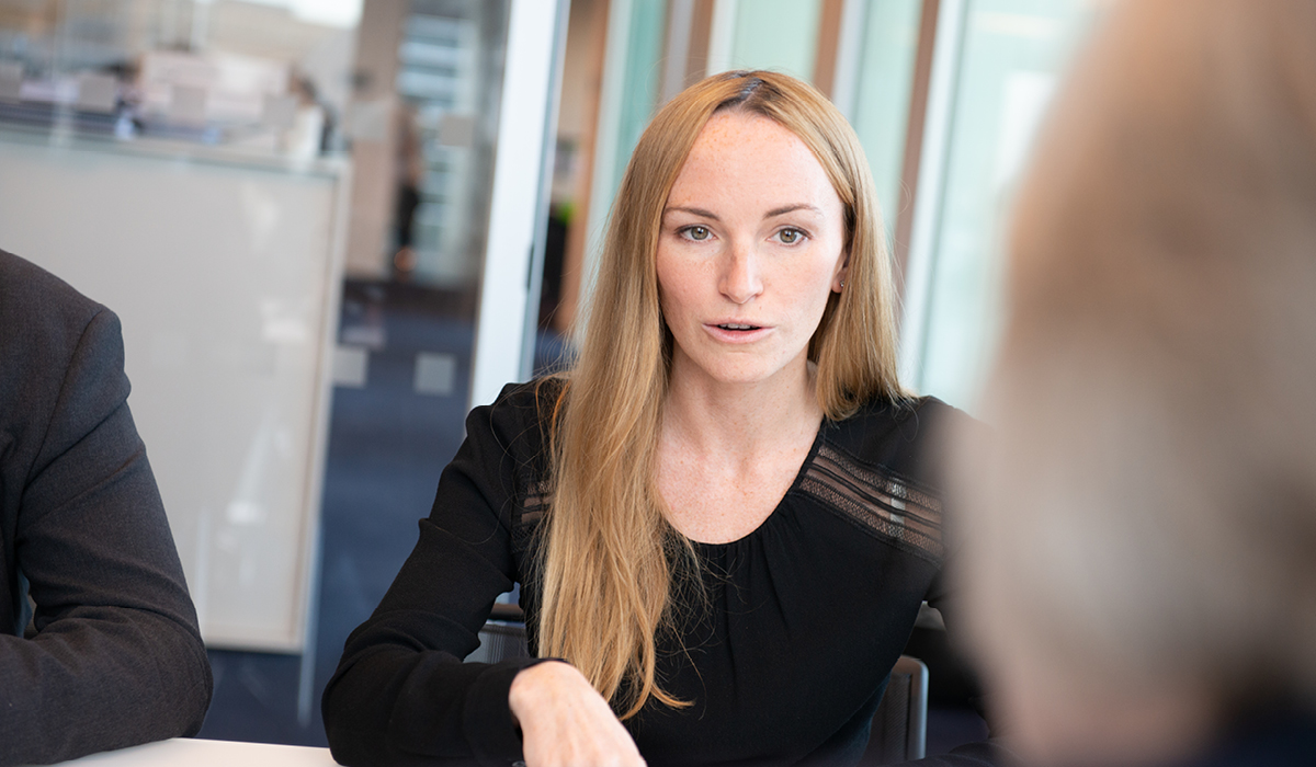 Image of a woman having a meeting