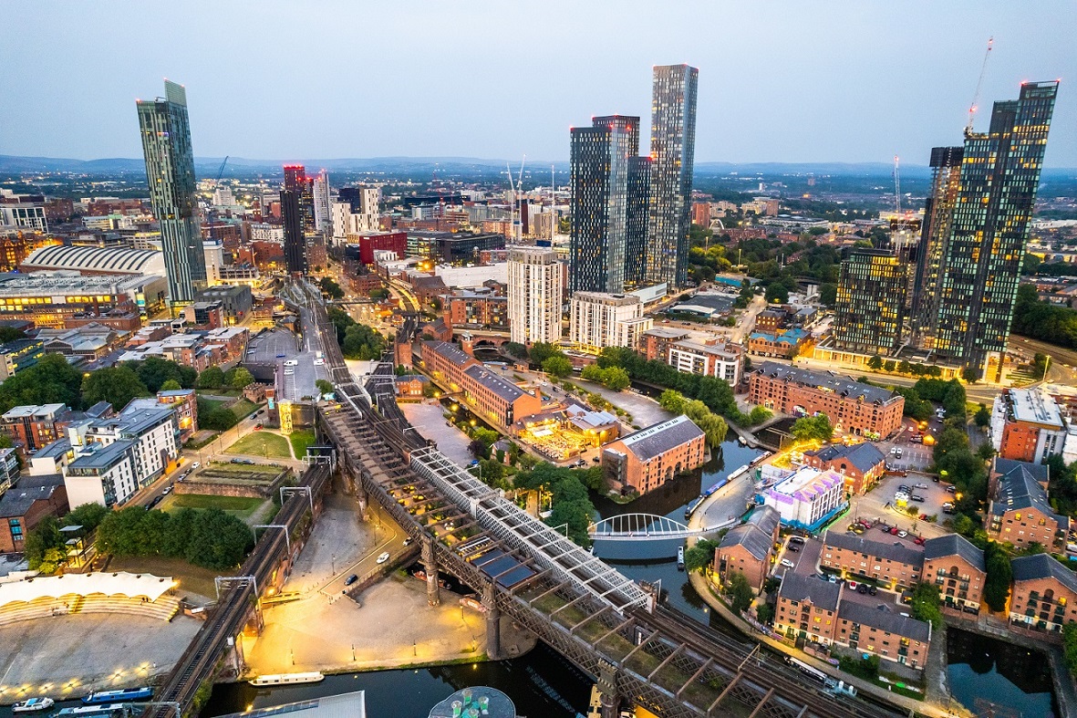 Ariel view of the Manchester City centre