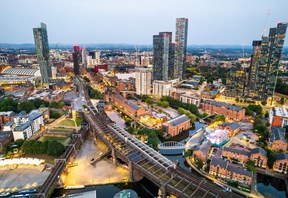 Ariel view of the Manchester City centre