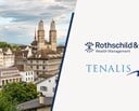 Skyline of Zurich with Rothschild & Co and Tenalis AG logos