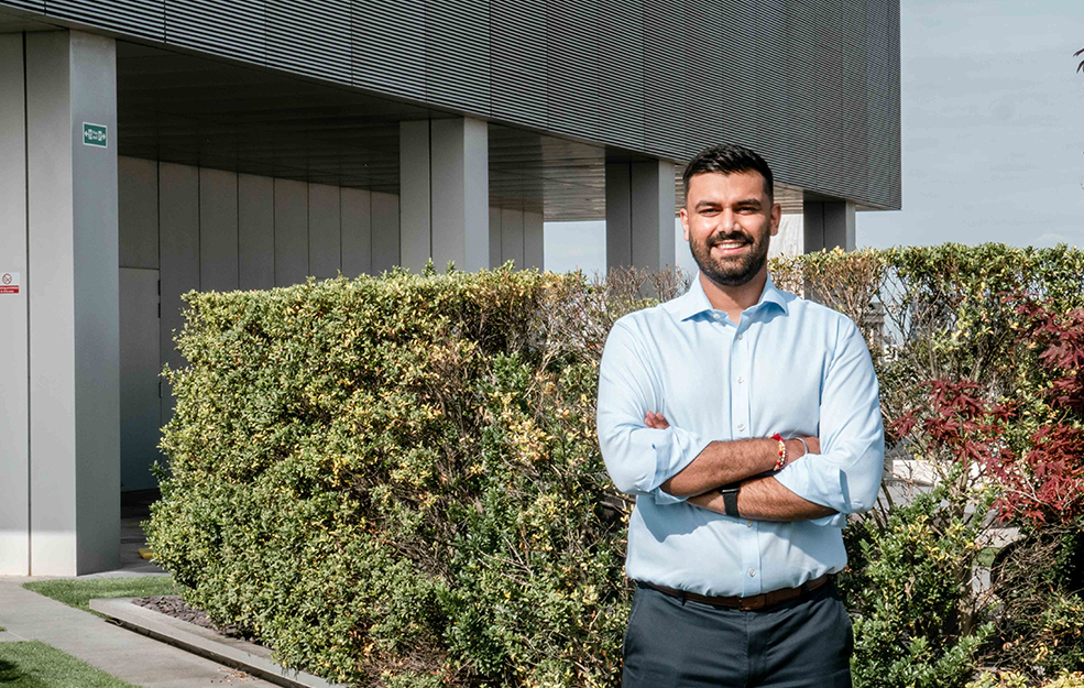 Rothschild and Co team member Inderpal standing on office roof terrace