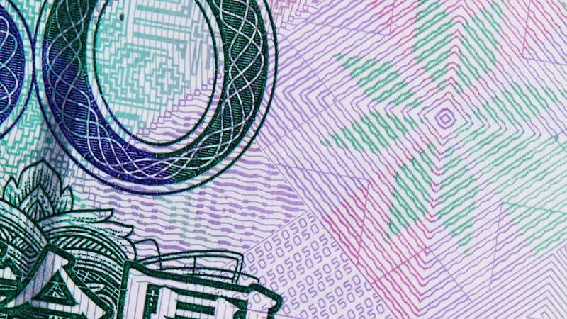 Close up shot of a 50 Yuan note